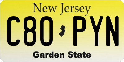 NJ license plate C80PYN