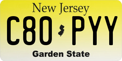 NJ license plate C80PYY
