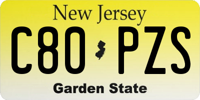NJ license plate C80PZS