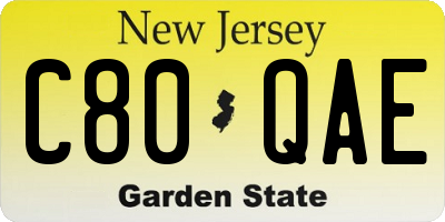 NJ license plate C80QAE