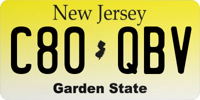 NJ license plate C80QBV