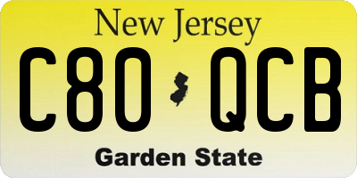 NJ license plate C80QCB