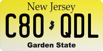 NJ license plate C80QDL