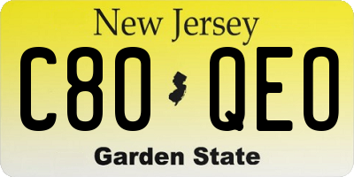 NJ license plate C80QEO