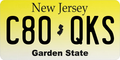 NJ license plate C80QKS