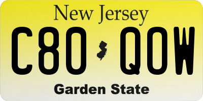 NJ license plate C80QOW