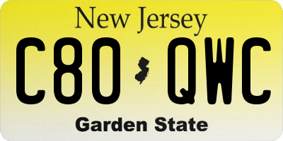 NJ license plate C80QWC
