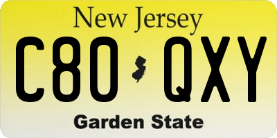 NJ license plate C80QXY
