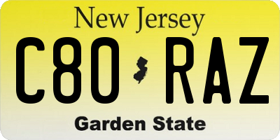 NJ license plate C80RAZ