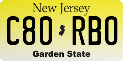 NJ license plate C80RBO