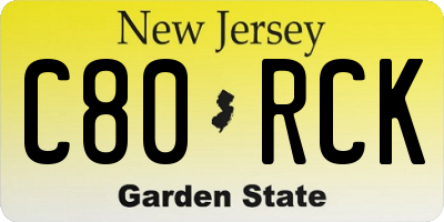 NJ license plate C80RCK