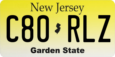NJ license plate C80RLZ