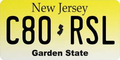 NJ license plate C80RSL