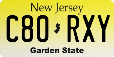 NJ license plate C80RXY