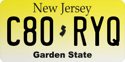 NJ license plate C80RYQ