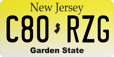 NJ license plate C80RZG