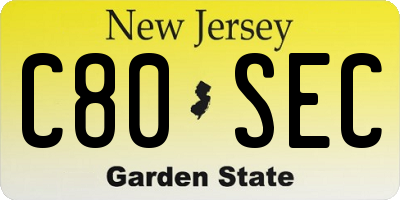 NJ license plate C80SEC