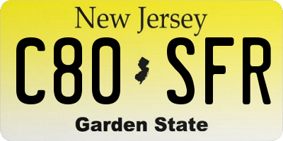 NJ license plate C80SFR