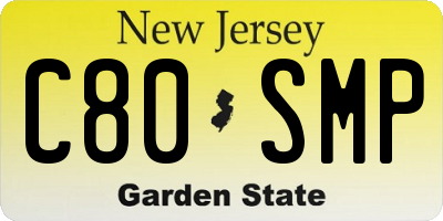 NJ license plate C80SMP