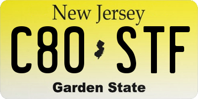NJ license plate C80STF