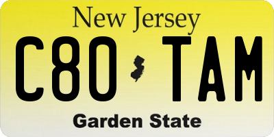 NJ license plate C80TAM