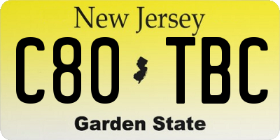 NJ license plate C80TBC