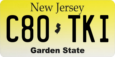 NJ license plate C80TKI