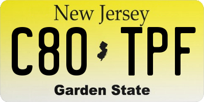 NJ license plate C80TPF