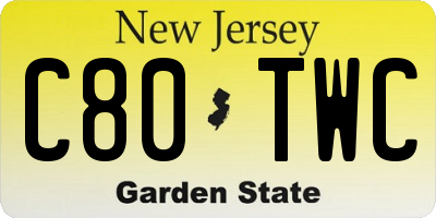 NJ license plate C80TWC