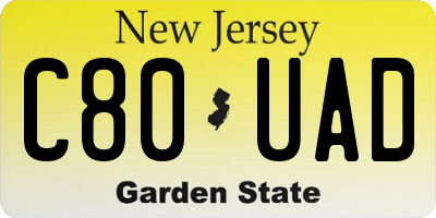 NJ license plate C80UAD
