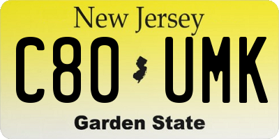 NJ license plate C80UMK