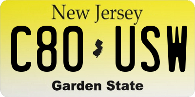 NJ license plate C80USW