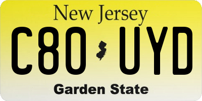 NJ license plate C80UYD