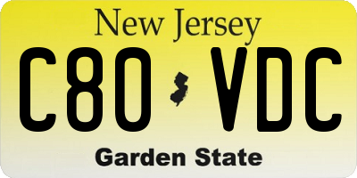 NJ license plate C80VDC