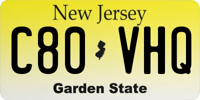 NJ license plate C80VHQ