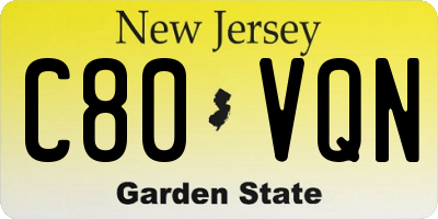 NJ license plate C80VQN