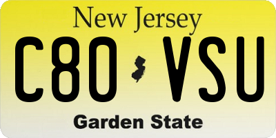 NJ license plate C80VSU