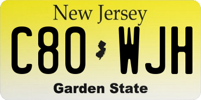 NJ license plate C80WJH