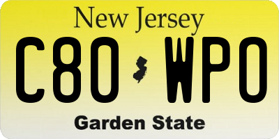 NJ license plate C80WPO