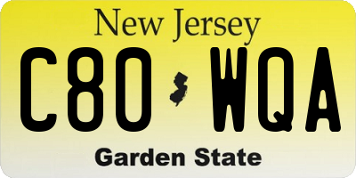 NJ license plate C80WQA