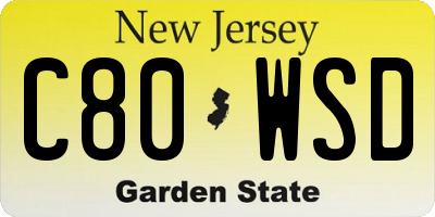 NJ license plate C80WSD