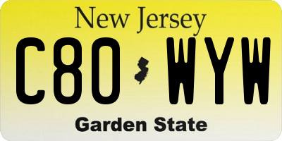 NJ license plate C80WYW