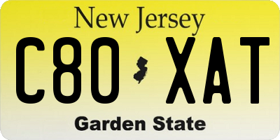NJ license plate C80XAT