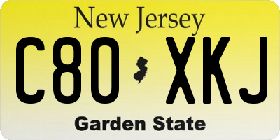 NJ license plate C80XKJ