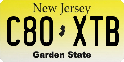NJ license plate C80XTB