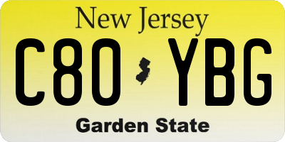NJ license plate C80YBG