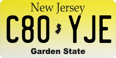 NJ license plate C80YJE