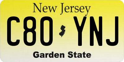 NJ license plate C80YNJ