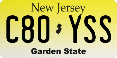 NJ license plate C80YSS