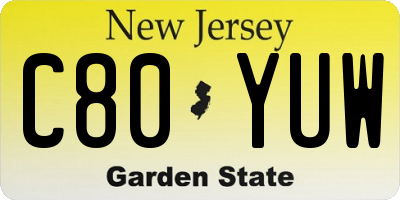 NJ license plate C80YUW